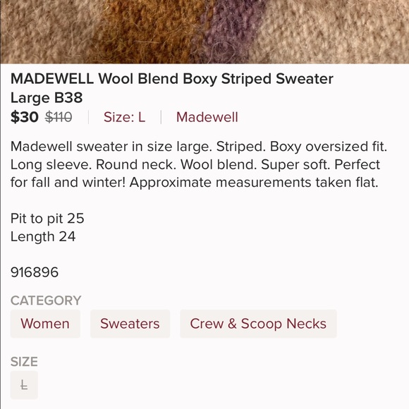 Madewell striped sweater. Boxy oversized fit. - Picture 8 of 8